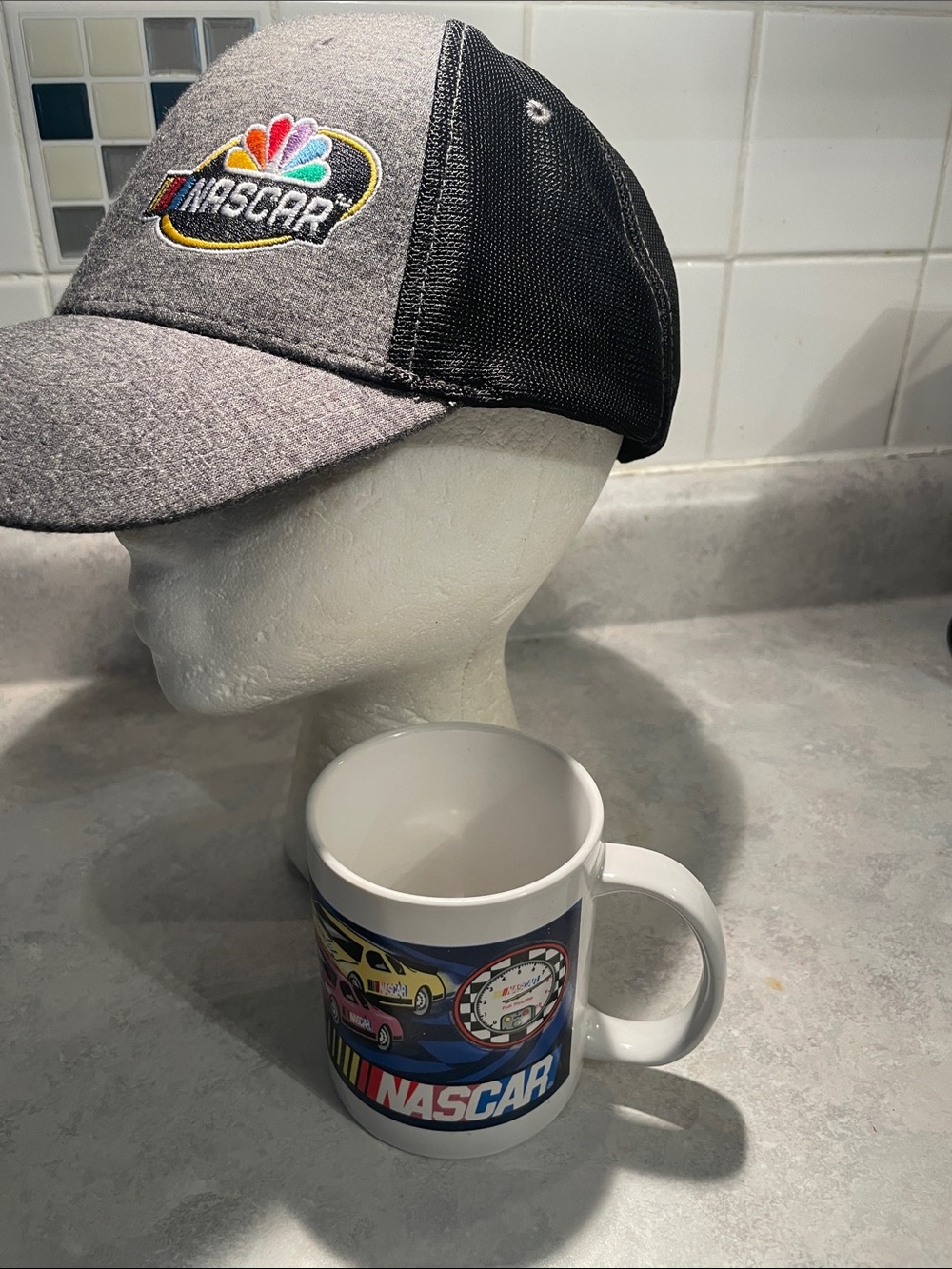 NASCAR Gray & Black Trucker Hat & NASCAR Mug